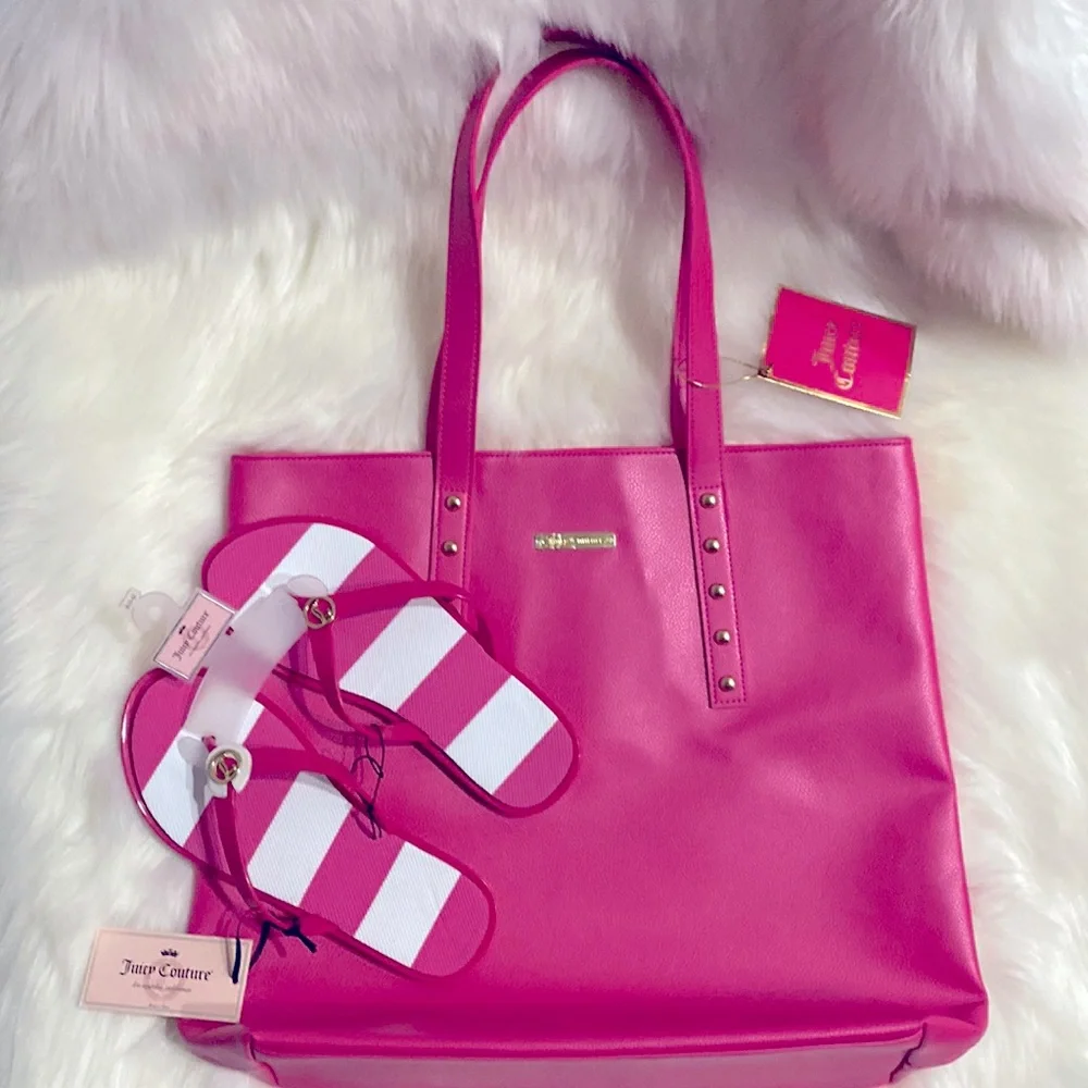 🩷PRICE IS FIRM🩷Juicy Couture Pink Large tote bag and Sandals NWT